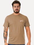 Camiseta Tommy Jeans Masculina Embroidered Signature Cáqui