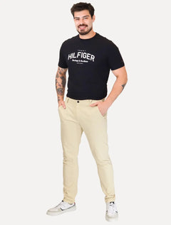 Calça Aramis Masculina Chino Slim Maquinetada Areia