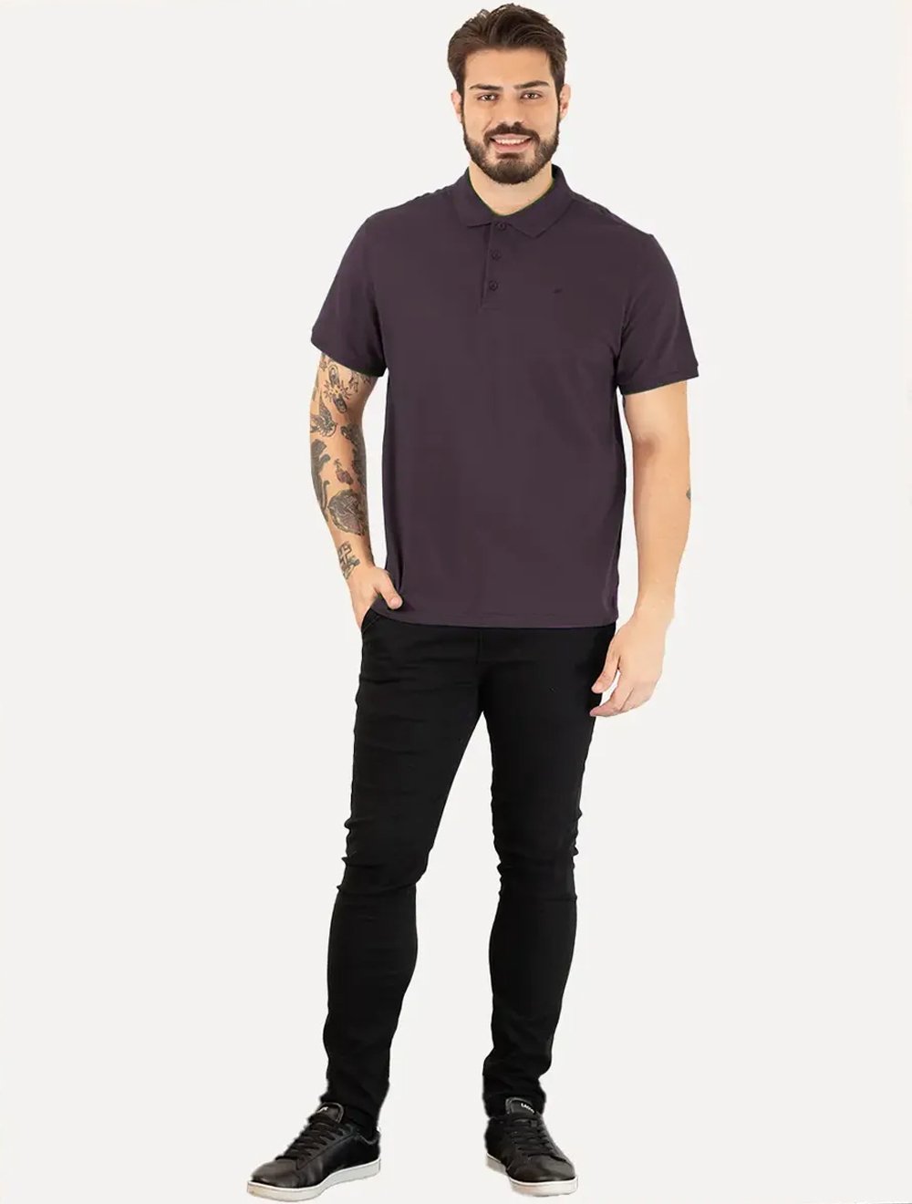 Polo Ellus Masculina Piquet Classic Easa Roxo