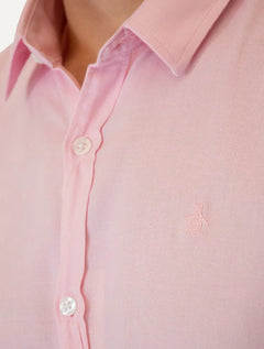 Camisa Original Penguin Masculina Manga Curta Regular Oxford Rosa Claro Mescla