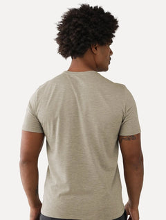 Camiseta Dudalina Masculina Crewneck Listrada Cáqui Médio