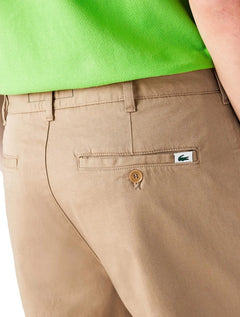 Bermuda Lacoste Masculina Sarja Regular Cotton Stretch Cáqui