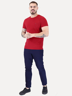Camiseta Tommy Hilfiger Masculina Slim Fit Essential Stretch Vermelha