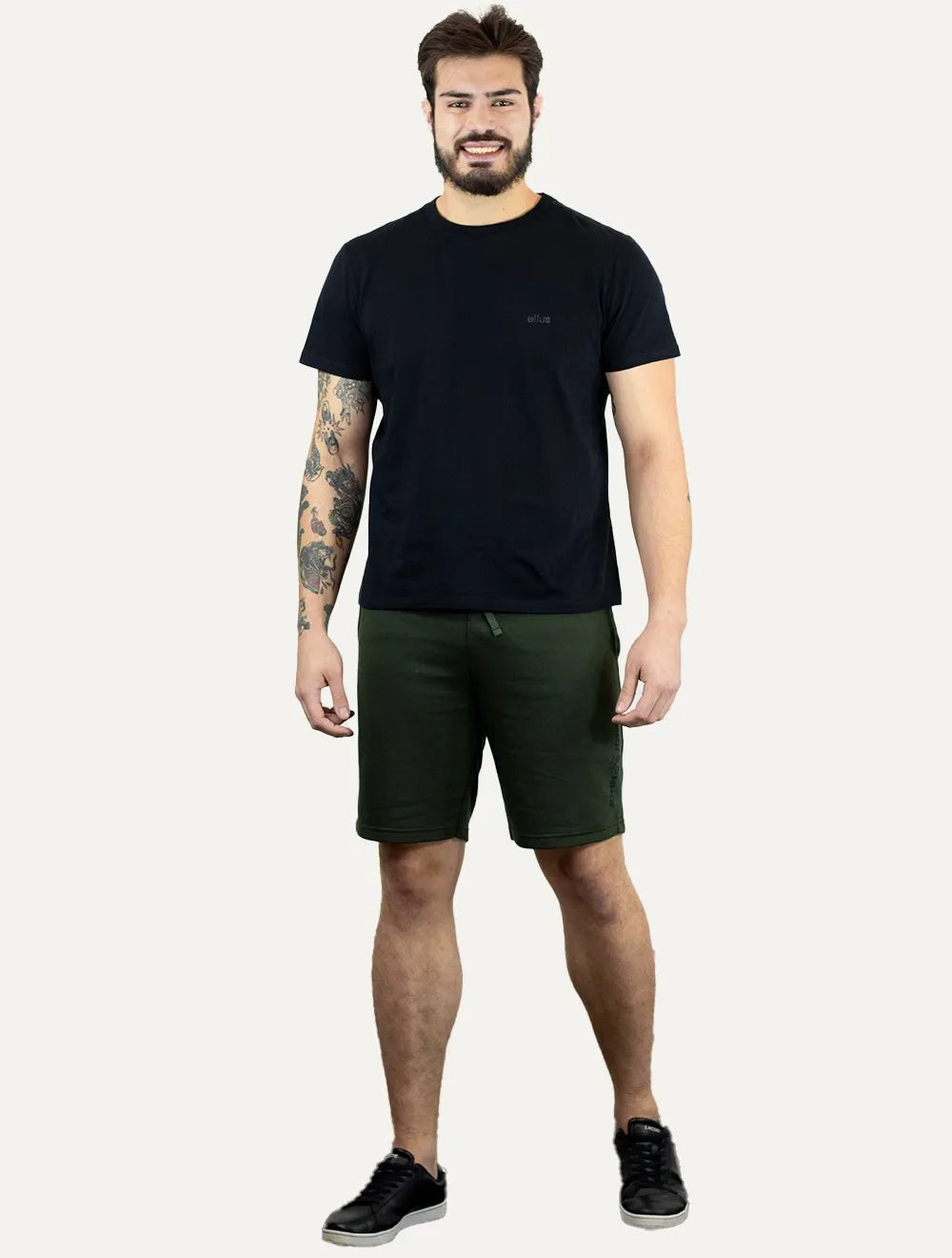 Bermuda John John Masculina Moletom New Basic Print Verde Militar