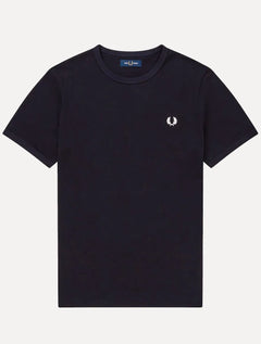 Camiseta Fred Perry Masculina Regular Ringer Logo Azul Marinho