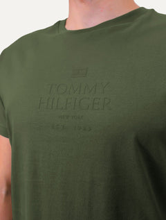 Camiseta Tommy Hilfiger Masculina Mid Embroidered Chest Verde Militar