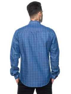 Camisa Disky Masculina Slim Fit Xadrez Navy Finale Azul