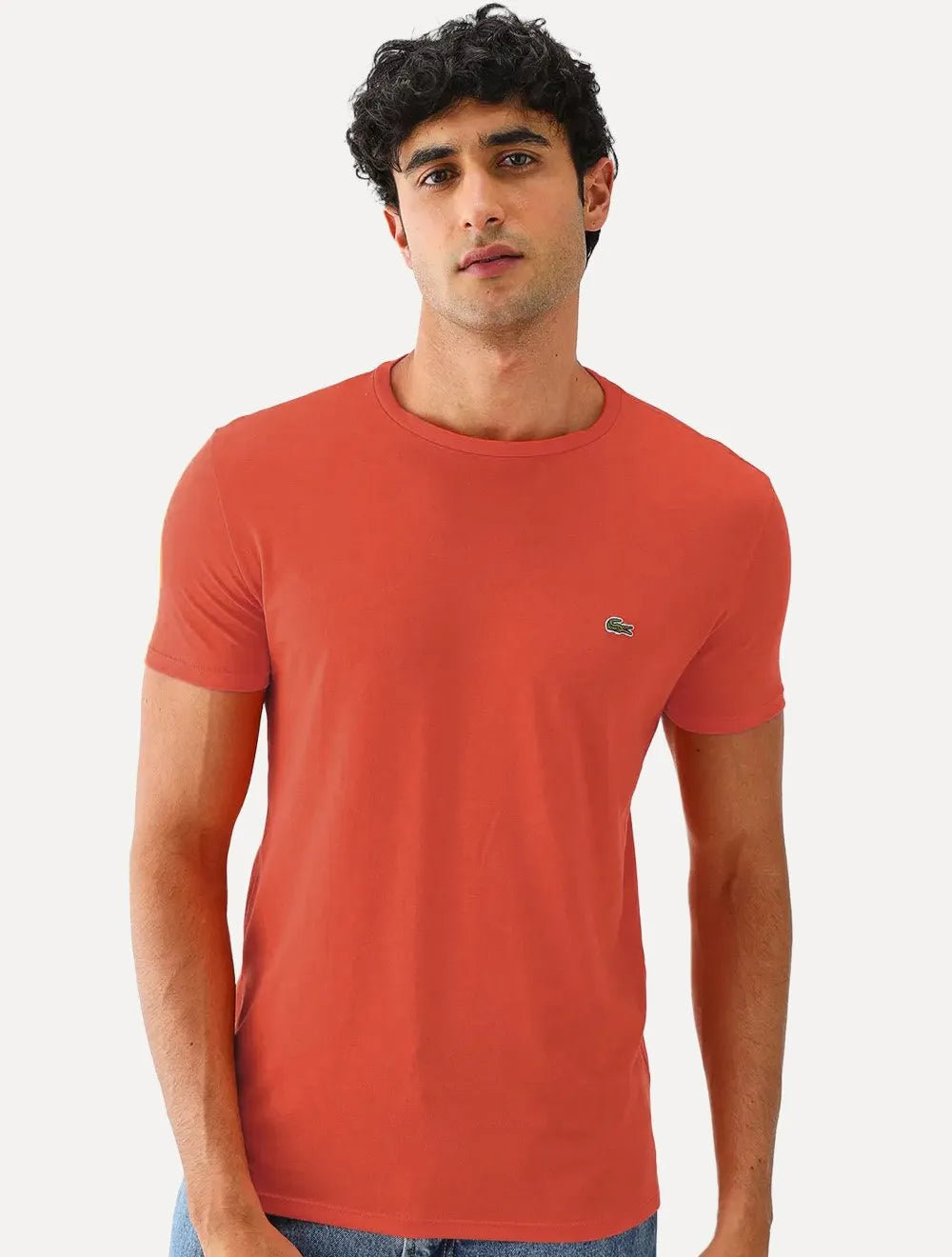 Camiseta Lacoste Masculina Jérsei Algodão Pima Laranja