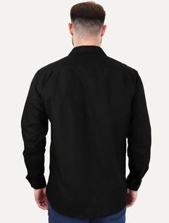 Camisa Dudalina Masculina Comfort Tricoline Lisa Preta