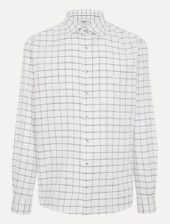 Camisa Dudalina Masculina Slim Superfine Cotton Oxford Xadrez Branca