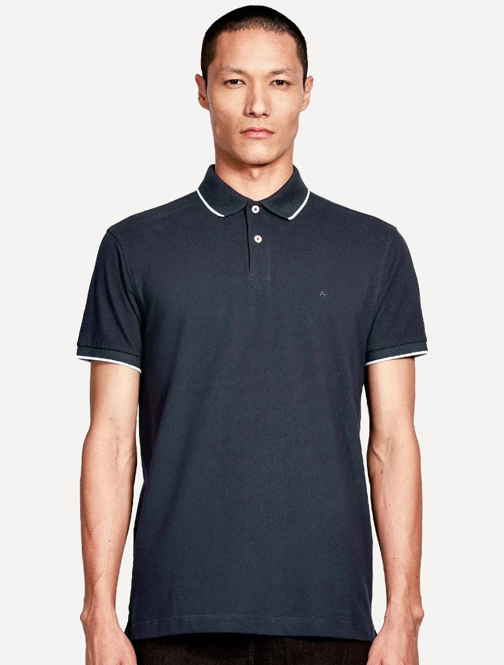 Polo Aramis Masculina Piquet Off Friso Azul Marinho