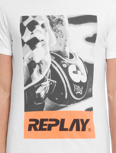 Camiseta Replay Masculina Helmet Silk Branca