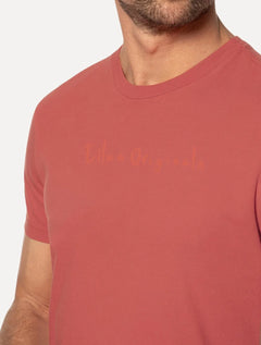 Camiseta Ellus Masculina Cotton Fine Originals Logo Rosa Escuro
