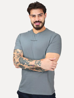 Camiseta Calvin Klein Jeans Masculina Institutional New Logo Azul Médio
