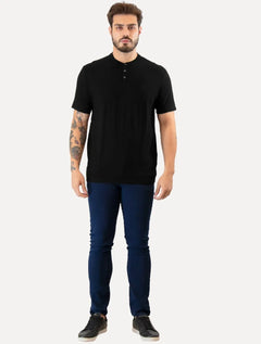 Camiseta Aramis Masculina Regular Gola Portuguesa Preta