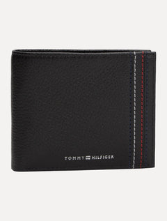 Carteira Tommy Hilfiger Porta Cartão Couro Central Mini CC Wallet Preta