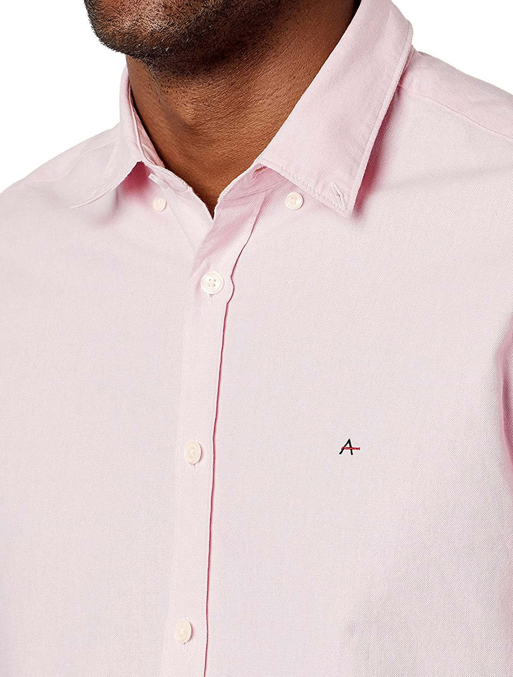 Camisa Aramis Masculina Slim Oxford Button Down Rosa Claro Mescla