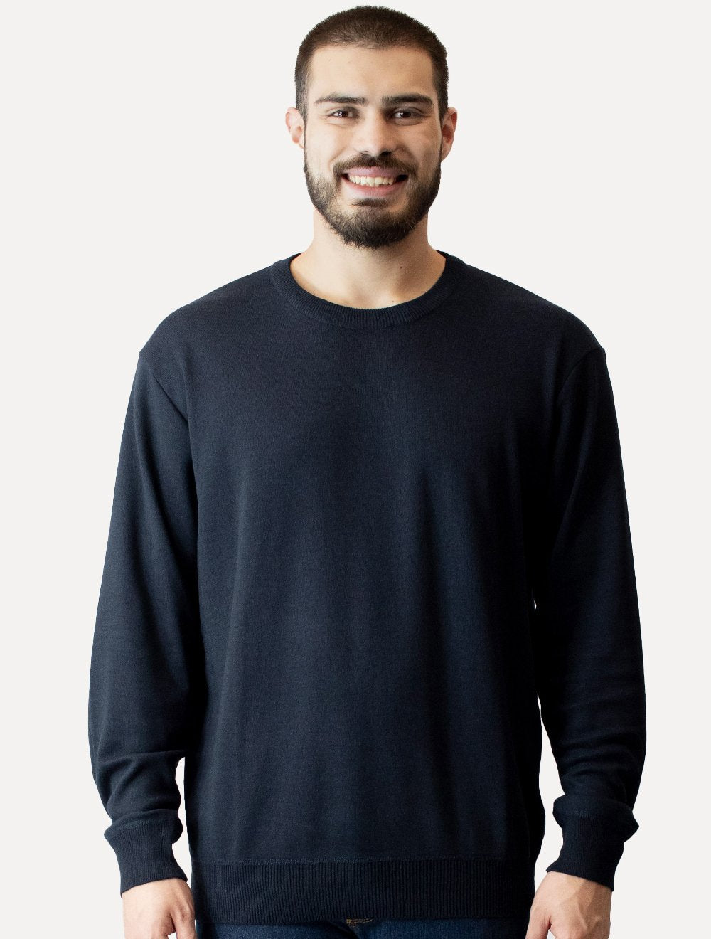 Suéter Dixen Masculino Tricot Crewneck Liso Azul Marinho