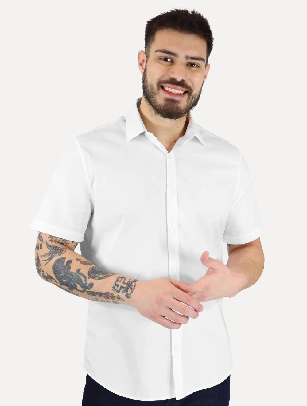 Camisa Calvin Klein Masculina Manga Curta Basica Cotton Branca