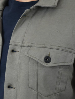 Jaqueta K&J Black Masculina Malha Ponto Roma Trucker Cinza