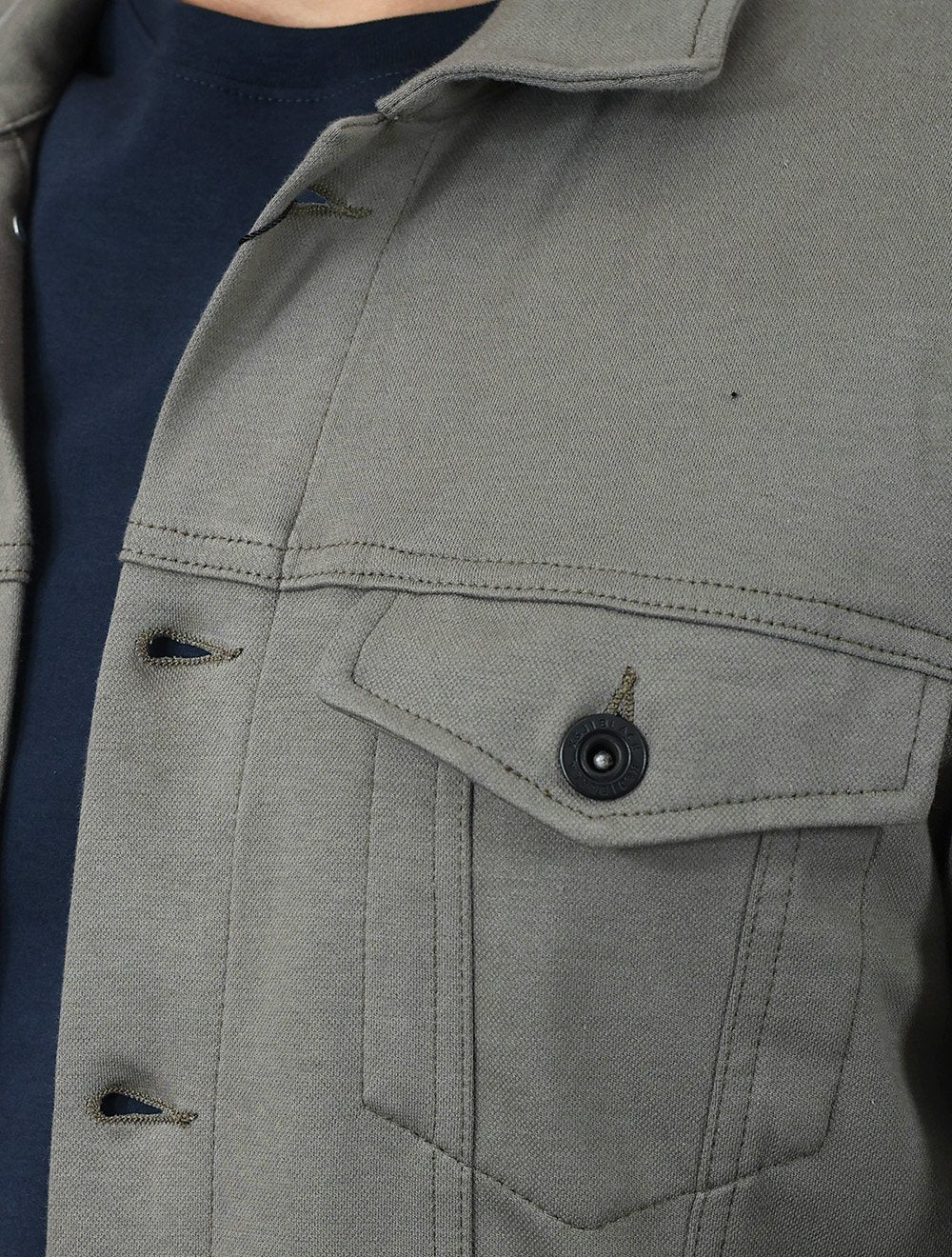 Jaqueta K&J Black Masculina Malha Ponto Roma Trucker Cinza