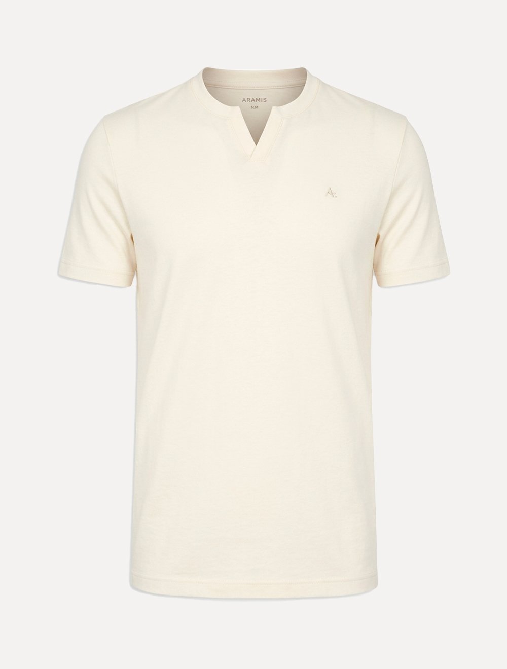 Camiseta Aramis Masculina Regular Gola Detalhe Decote Off White