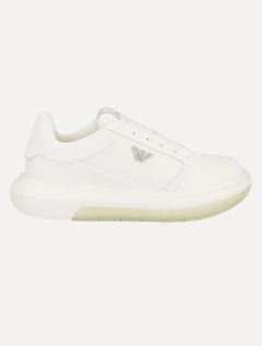 Tênis Empório Armani Masculino Logo Águia Metálico Branco