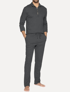 Blusão Calvin Klein Masculino Suedine Half Zip Chumbo