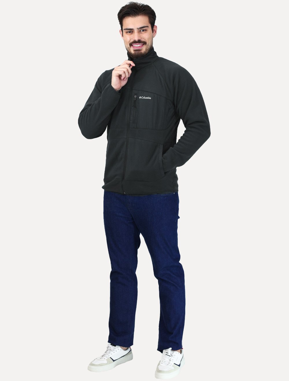 Blusa Columbia Masculina Fast Trek Overlay Full Zip Preta