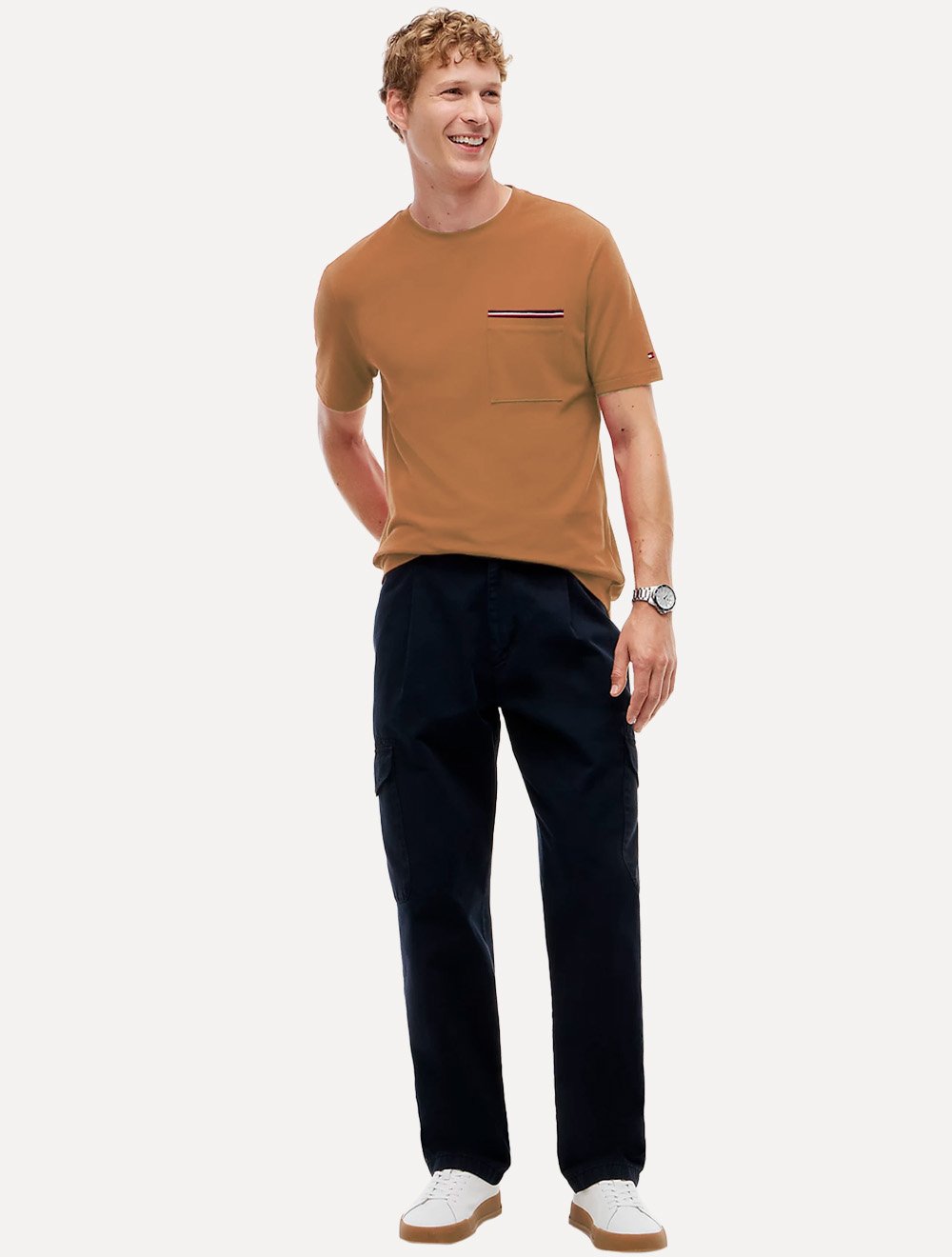 Camiseta Tommy Hilfiger Masculina Regular Piquet Pocket Marrom