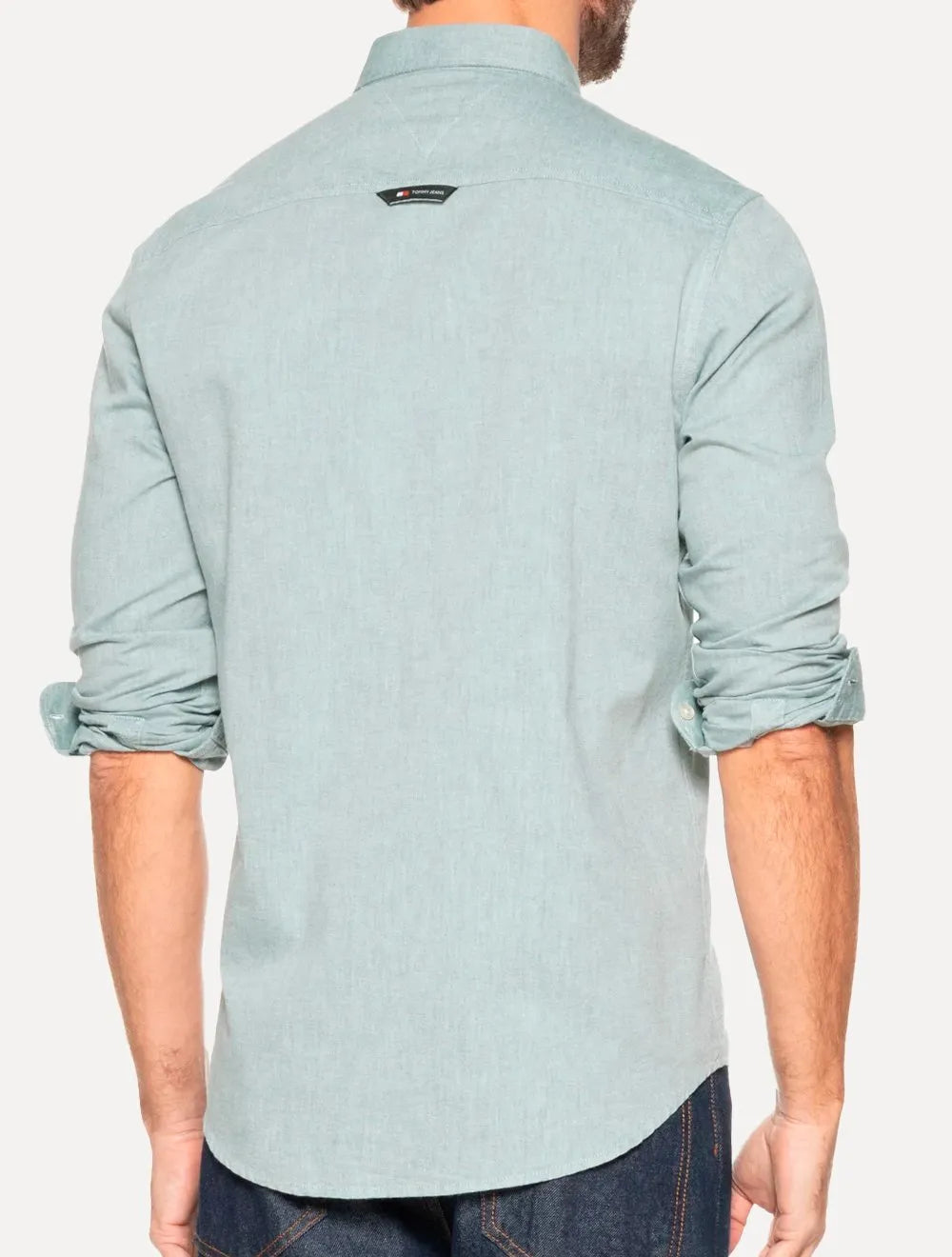 Camisa Tommy Jeans Masculina Regular Entry Oxford Verde Escuro Mescla