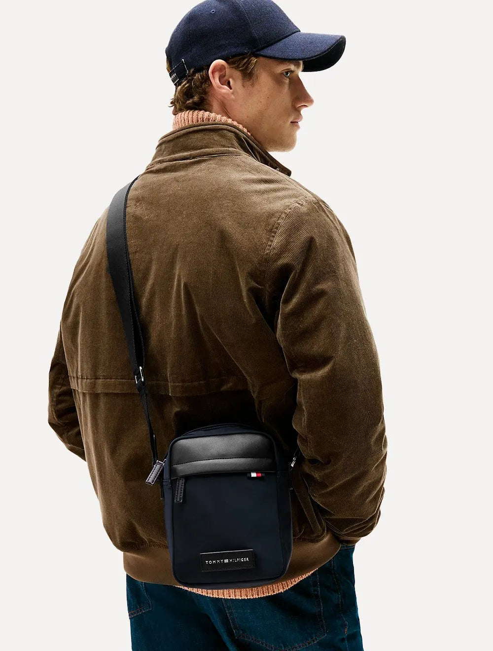 Bolsa Tommy Hilfiger Masculina Nylon Mini Shoulder Reporter Azul Marinho
