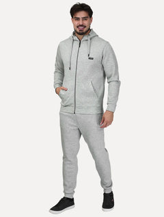 Conjunto Dixen Agasalho com Zíper Frontal Bolso Canguru Cinza Claro