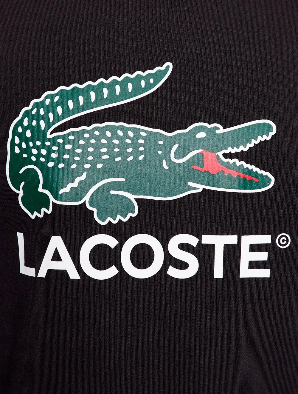 Moletom Lacoste Masculino Crewneck Classic Fit Cotton Fleece Logo Preto
