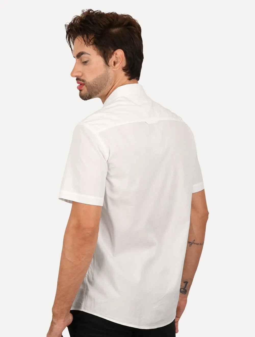 Camisa Tommy Jeans Masculina Regular Manga Curta Solid Poplin Branca