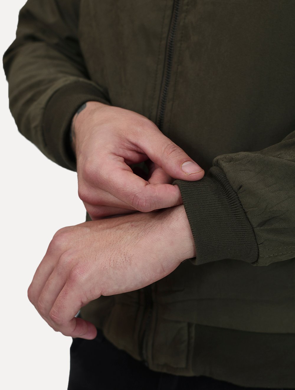 Jaqueta Dixen Masculina Sarja Forrada Zíper Frontal Verde Militar