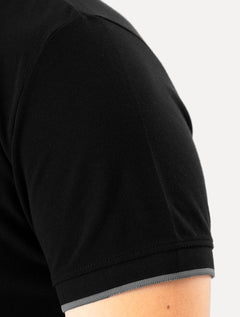 Polo Guess Masculina Piquet Dark Friso Bordado Preta