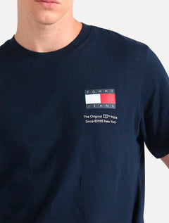 Camiseta Tommy Jeans Masculina Regular Essential Flag Text Azul Marinho