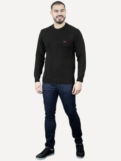 Suéter Levis Masculino Crewneck Classic Housemark Logo Preto