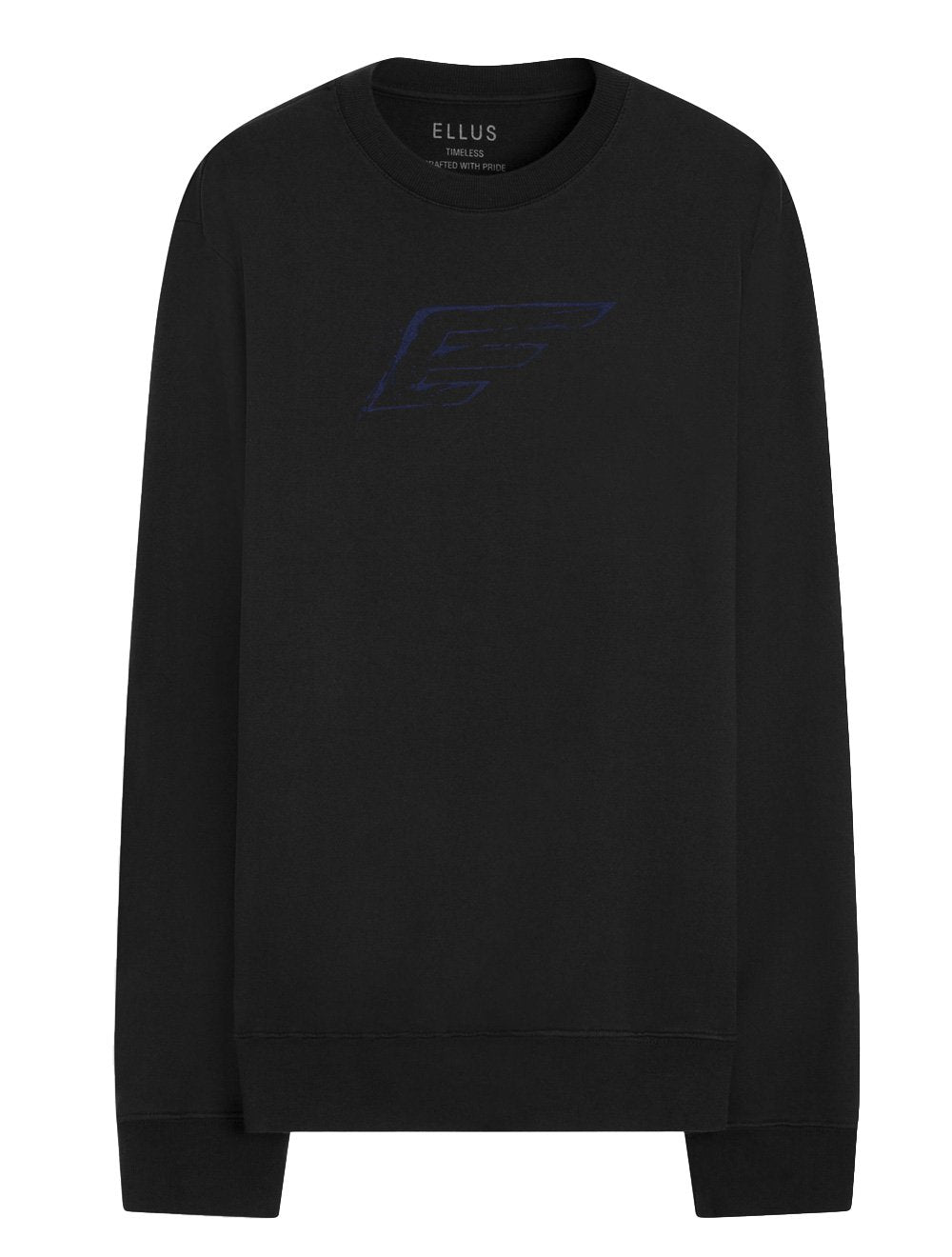Moletom Ellus Masculino Crewneck Maxi Blu Logo Preto