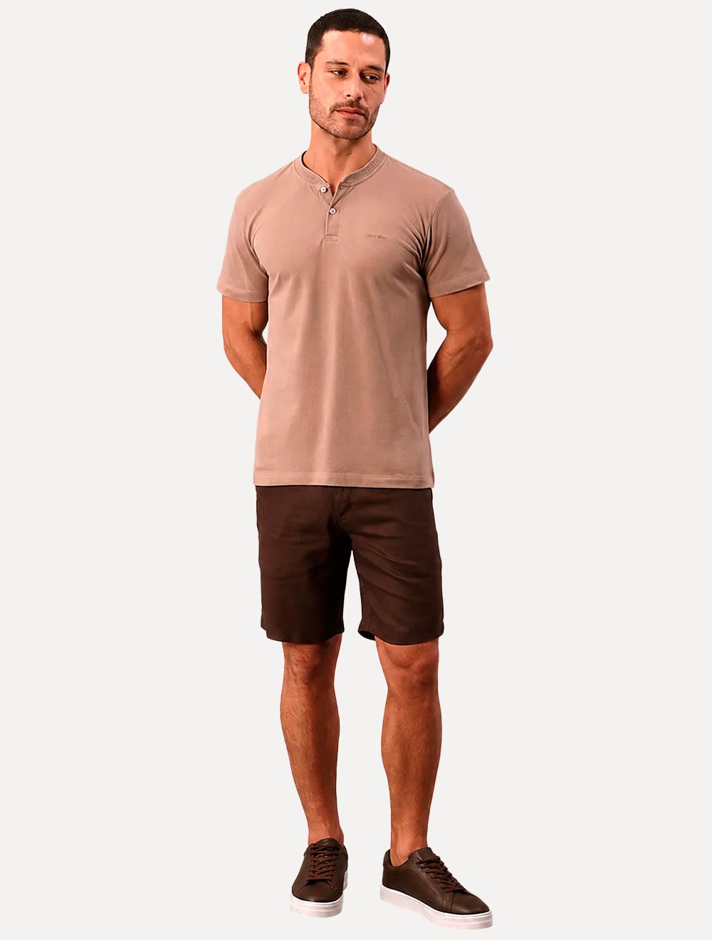 Bermuda Calvin Klein Jeans Masculina Botão 5 Pockets Marrom Escuro
