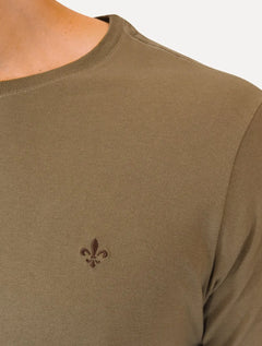 Camiseta Dudalina Masculina Essentials Modal Logo Marrom Médio