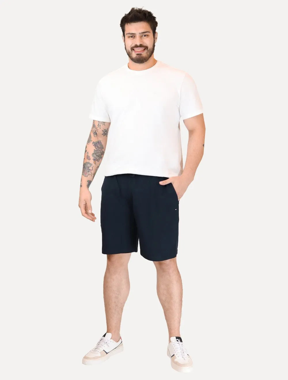 Bermuda Tommy Hilfiger Moletom Masculina Essential Terry Blue String Azul Marinho
