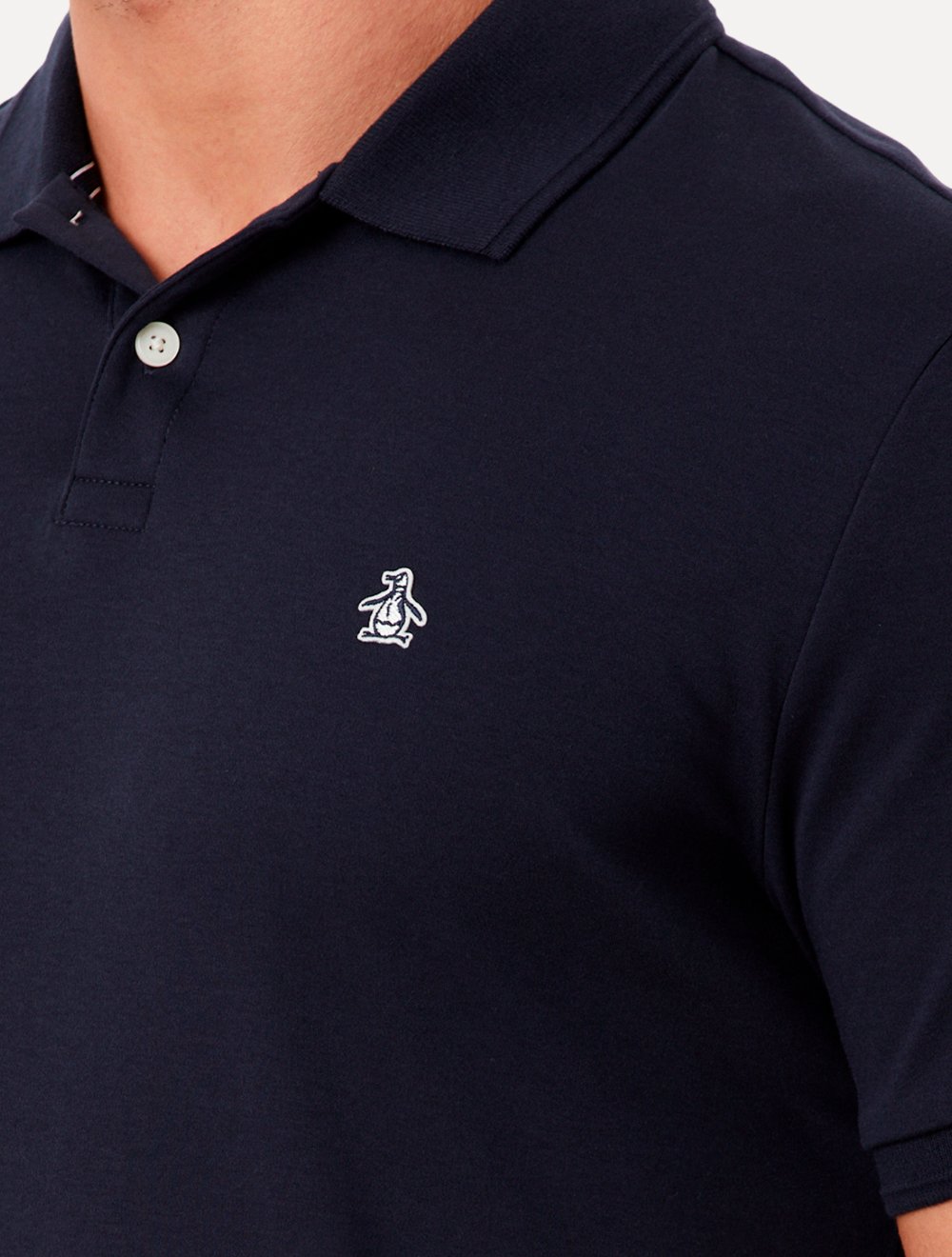 Polo Original Penguin Masculina Piquet Lisa Patch Azul Marinho