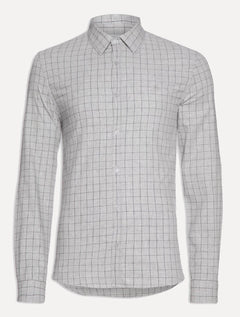 Camisa Calvin Klein Masculina Slim Heather Plaid Xadrez Cinza Mescla