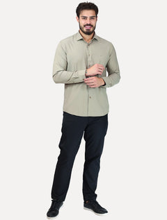 Camisa Aramis Masculina Slim Stretch Poliviscose de Bambu Fendi Caqui