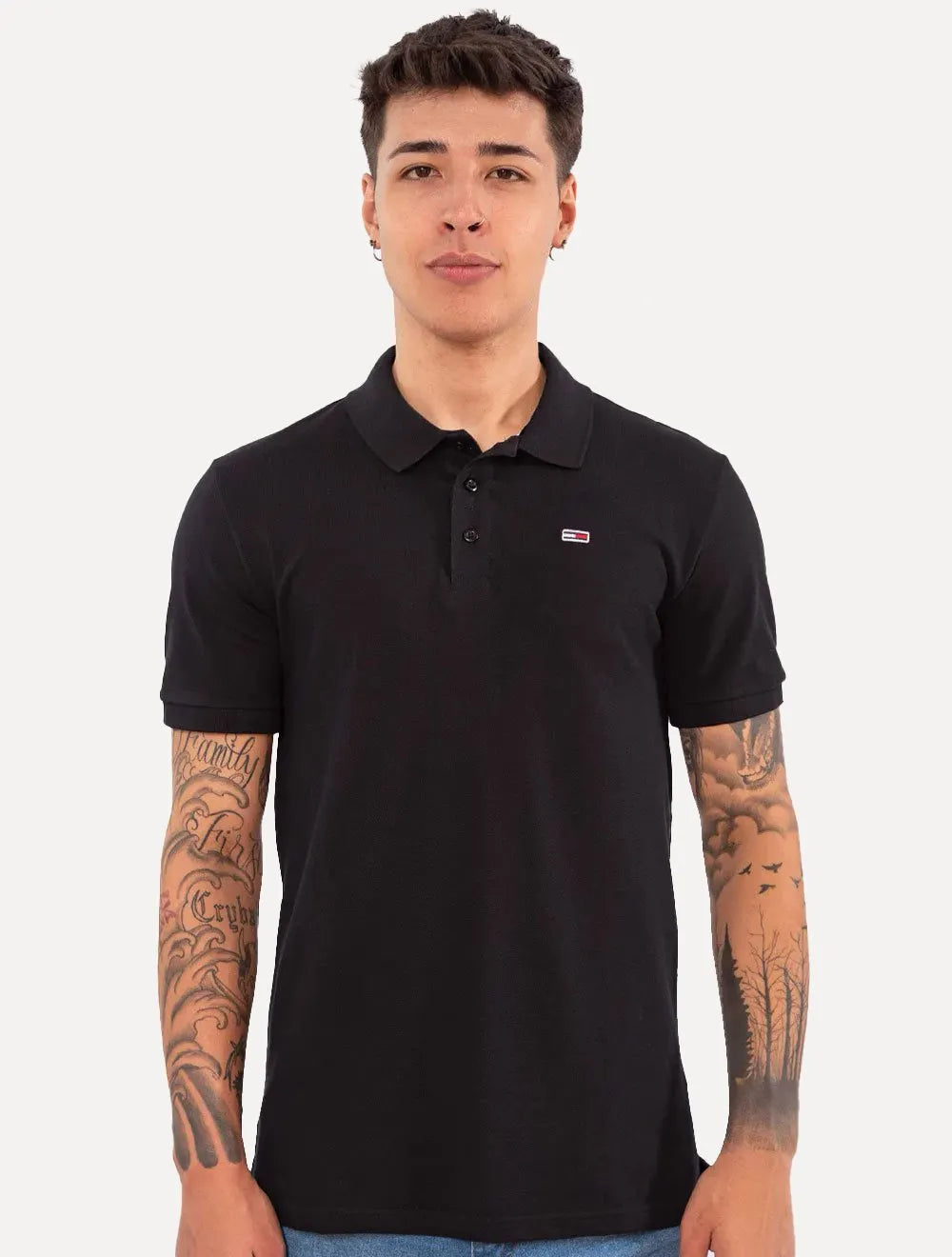 Polo Tommy Jeans Masculina Regular Original Fine Piquet Preta
