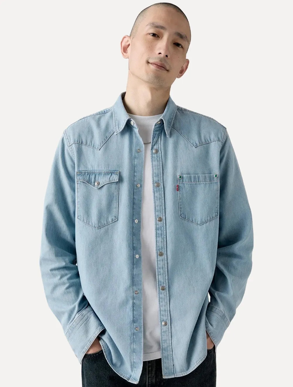 Camisa Levis Masculina Jeans Barstow Pocket Azul Claro