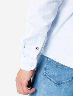 Camisa Tommy Jeans Masculina Regular Classic Oxford Mescla Azul Claro Mescla