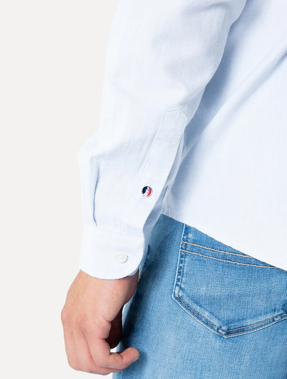 Camisa Tommy Jeans Masculina Regular Classic Oxford Mescla Azul Claro Mescla